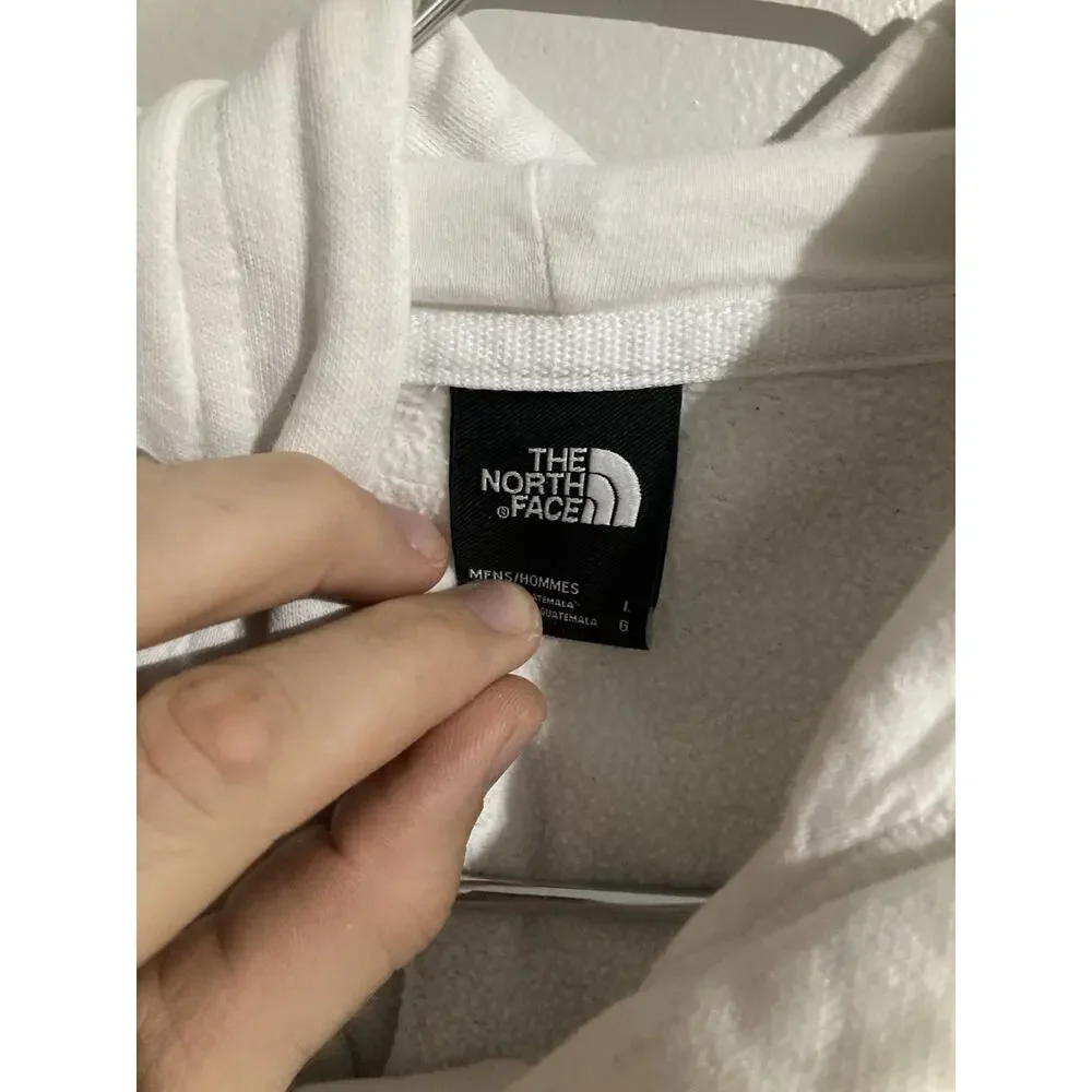 The North Face Mens Sweater Large White Hoodie Fleece Sweatshirt Pullover Logo